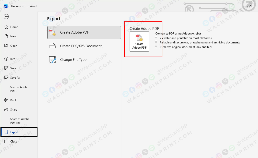 การบันทึกไฟล์เพื่อส่งโรงพิมพ์ (Exporting to PDF)